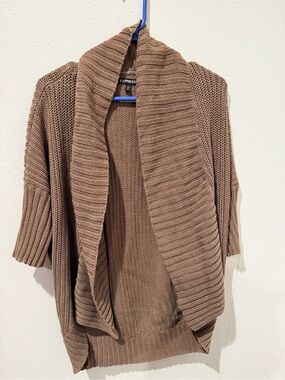 Express Open-Front Shawl Collar Cardigan in Brown
